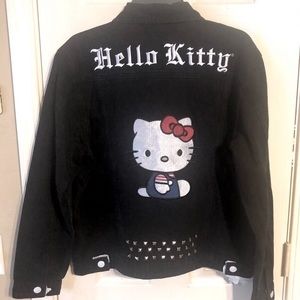 🎉Limited time FREE SHIPPING🎉Hello Kitty black denim jacket with studs